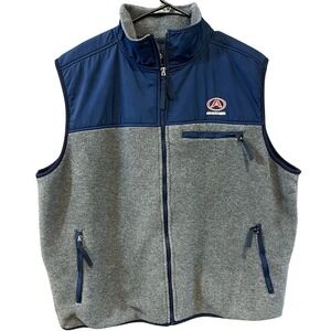 Abercrombie‎ Performance Mens Fleece Vest XL Navy Blue Grey Full Zip Vintage S97